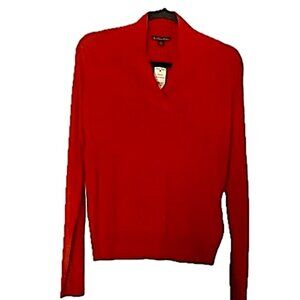 Brooks Brother Wm Sz S Cashmere Sweater Lightweight  V-Neck Red Long Sleeve  NEW